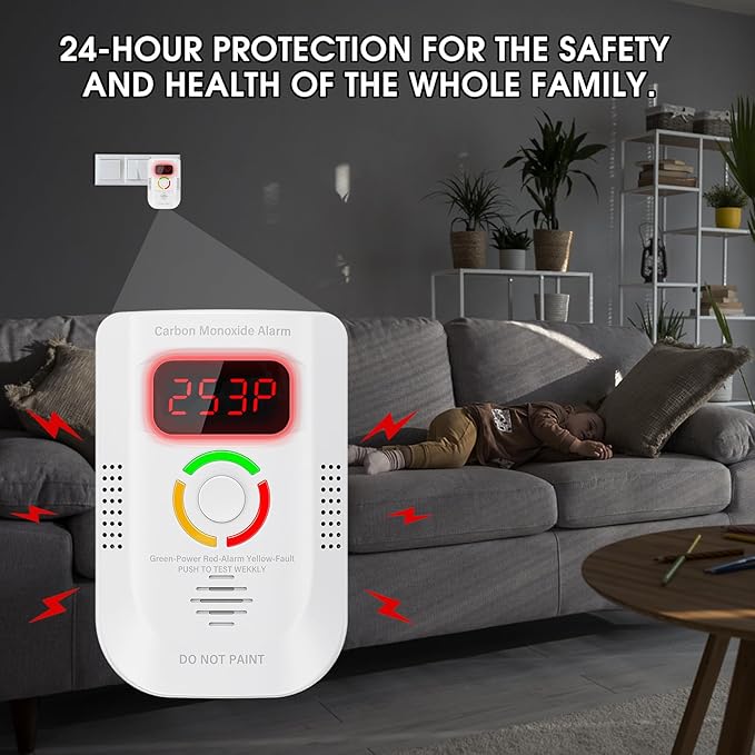 2 Pack Carbon Monoxide Detector, Plug-in Wall Carbon Monoxide Gas Detector - Image 5