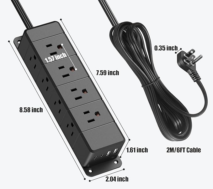 40W Fast Charging Under Desk Power Strip, 12 Outlet Mountable Power Strip - Image 6