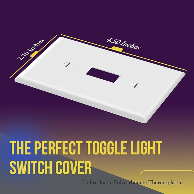 ENERLITES Toggle Light Switch Wall Plate, Gloss Finish, Size 1-Gang 4.50" x - Image 2