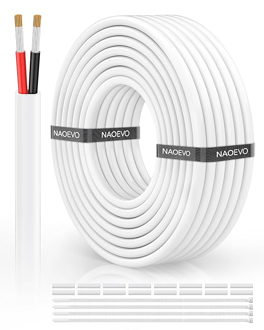 NAOVEO 10 Gauge Wire 2 Conductor Electrical Wire, 10 AWG Stranded PVC Tinned by NAOEVO