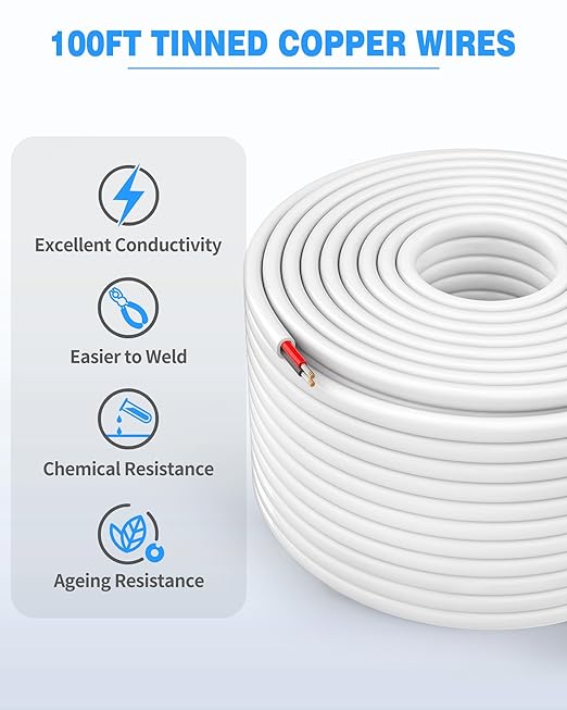 NAOVEO 14 Gauge Wire 2 Conductor Electrical Wire, 14 AWG Stranded PVC Tinned - Image 6