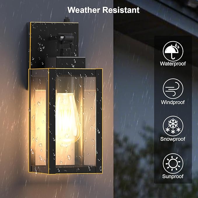 LTBLIGHT Dusk to Dawn Outdoor Front Porch Light, Vintage Black-Gold Exterior - Image 3