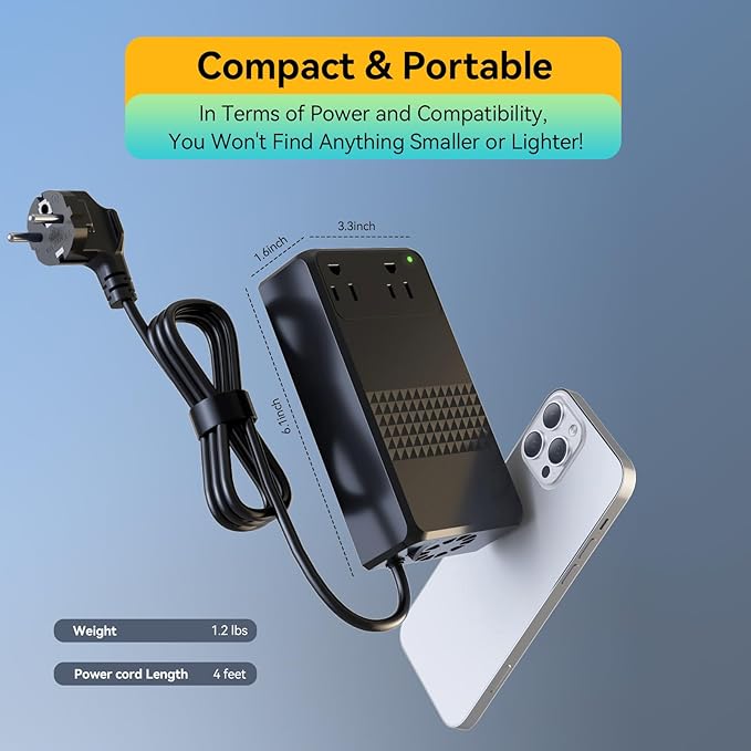 220V to 110V Voltage Converter, 600W AC Sockets Power Any American Appliances - Image 4