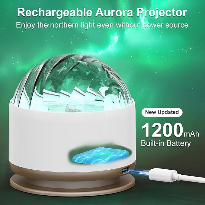 HUMIIEYE Northern Light Projector, Battery Operated Aurora Night Light - Image 2