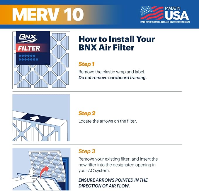 BNX TruFilter 20x25x1 MERV 10 AC Furnace Air Filter - Image 7