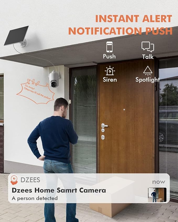 Dzees Solar Security Cameras Wireless Outdoor, 2K Battery Powered Security - Image 4