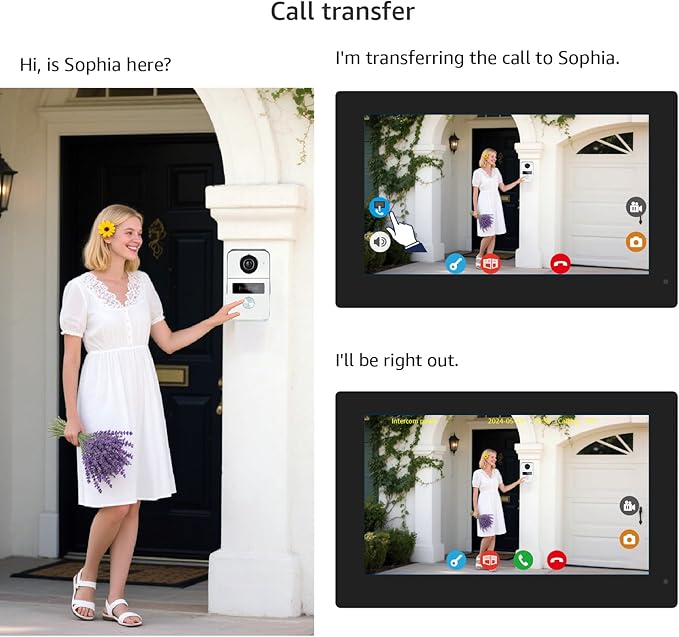 Wired Video Doorbell Apartment Intercom System, 1080P Doorbell Camera, 7-inch - Image 4