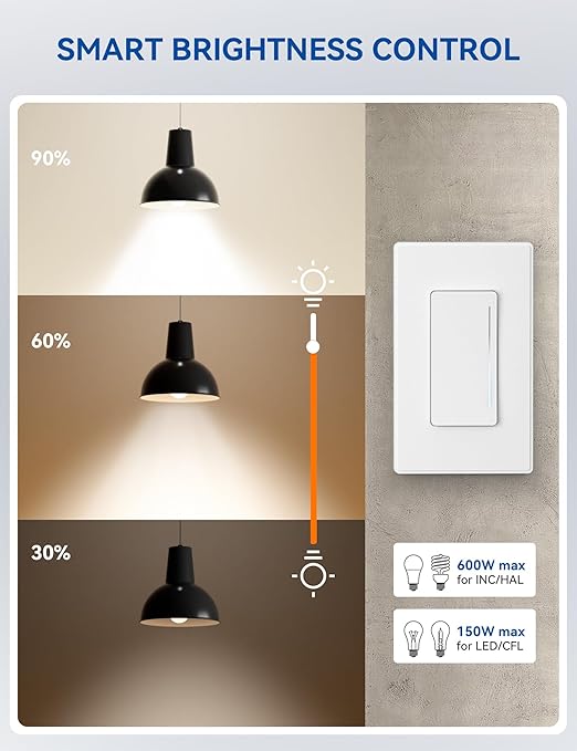 ELEGRP Smart Dimmer Light Switch DTR30, Single Pole or 3 Way, 2.4GHz Wi-Fi - Image 4
