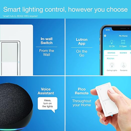 Lutron Claro Smart Switch for Caseta Lighting, for LED Lights, 5 Amp, - Image 5