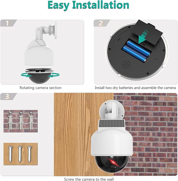 WALI Solar Fake Security Camera, Wireless Dummy Dome Camera Simulated - Image 6