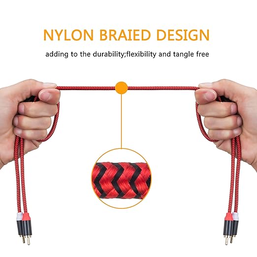 RCA Cable 30Ft, 2Rca Male to 2-Rca Male Audio Stereo Subwoofer Cable - Image 3