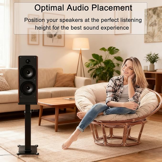 29.5-43.3in Height Adjustable Speaker Stands Pair up to 110lbs, Heavy Duty - Image 2