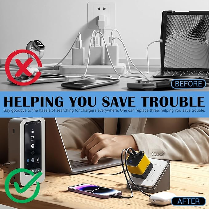 Tobre 3 in 1 GaN Charger, Scalable 80W Max Fast Charging Block - Image 6