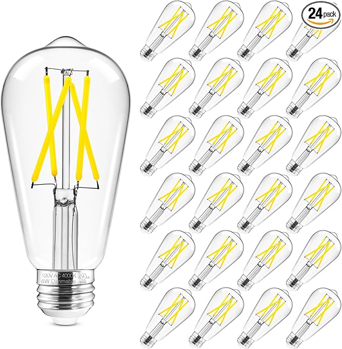Hizashi Vintage LED Edison Bulb Dimmable, 6W Equivalent 60W, 4000k Neutral White by HIZASHI