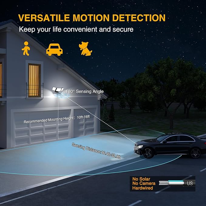 Onforu 2 Pack 100W LED Security Lights Motion Sensor Outdoor, 9000LM Super - Image 4