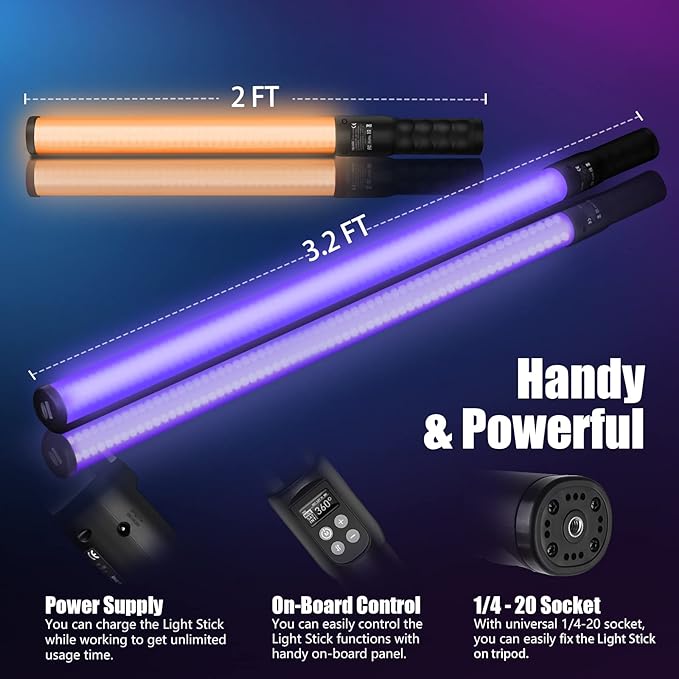 Mettlelite LS400P RGB Pixel LED Light Stick, Handheld Full Color RGBWW - Image 5