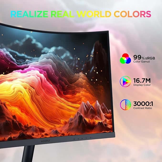KOORUI 27 Inch Curved Monitor FHD 1080P 144Hz Gaming Office Computer Monitors - Image 3