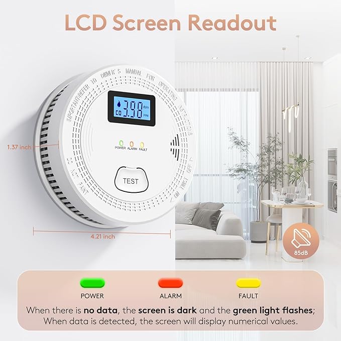 5 Packs, Smoke Combination CO Alarm, 2-in-1 Detection, CO Detector, Smoke - Image 5
