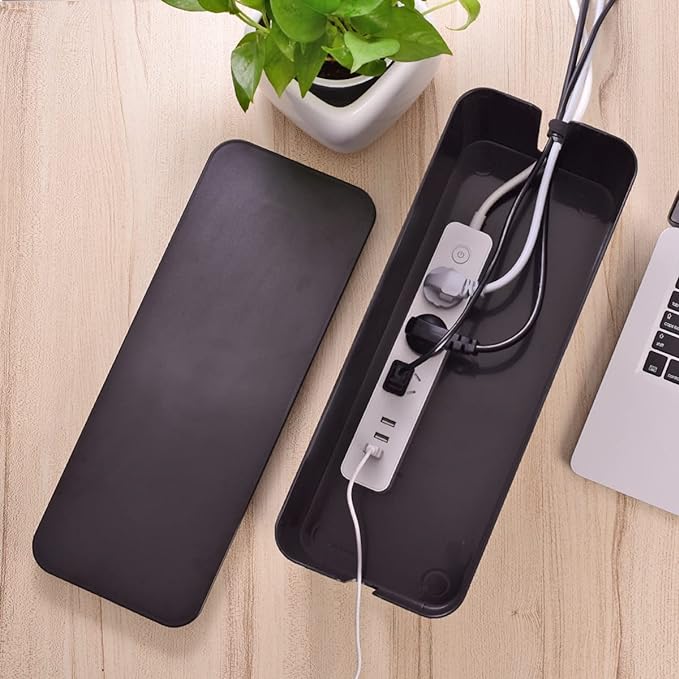 Cable Management Box, Large Cord Organizer Box to Hide Power Strip & Under Desk - Image 5