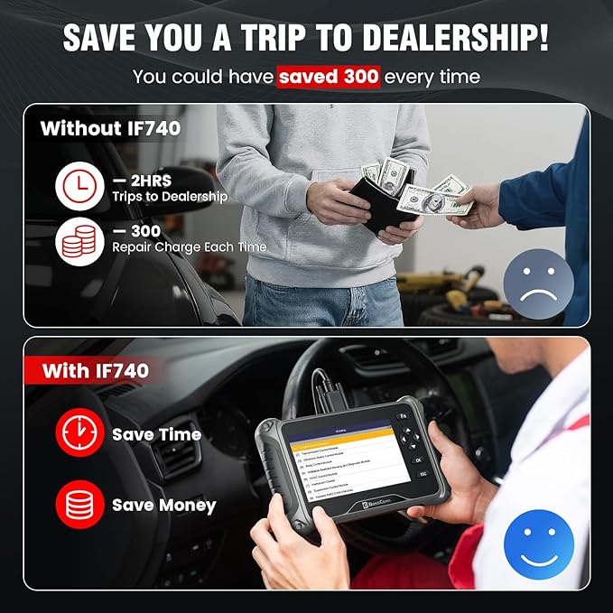 2026 BOSSCOMM IF740 OBD2 Scanner, 4 Systems ABS/SRS/Transmission/Check Engine - Image 6
