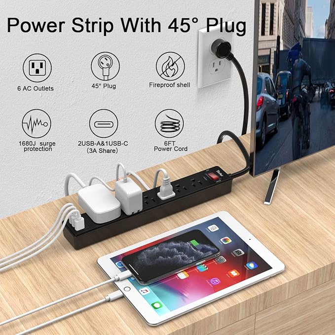 6Ft Power Strip Surge Protector - Image 2