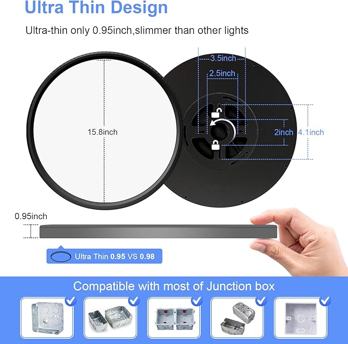 hunhun 2 Pack 16 Inch Dimmable LED Flush Mount Ceiling Light 4800LM Round Light - Image 7
