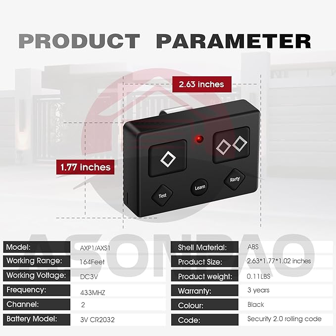 Ghost Controls AXP1 AXS1 AXR1 5-Button Gate Opener Remote Transmitter - Image 8