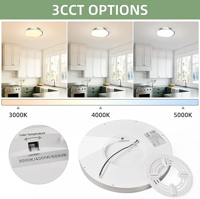 hykolity 12 Inch Selectable CCT LED Round Flat Panel Light, 24W - Image 3