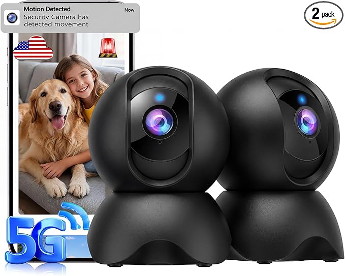 YYSY 2K 2.4G&5G Indoor Security Camera, 2 Packs Pet/Dog/Baby Security Camera by YYSY