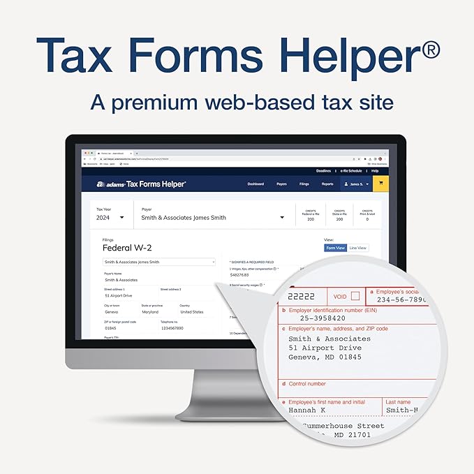 Adams 2024 W2 Tax Forms 2024, 6 Part Laser/Inkjet Tax Forms, 50 Employees - Image 3