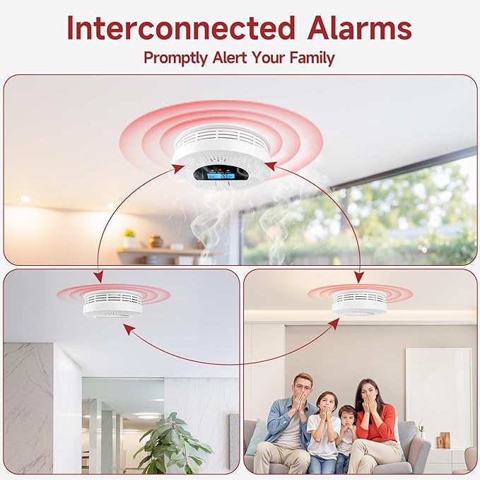 1-Pack Interconnected Smoke and Carbon Monoxide Detector, Test Button & - Image 2