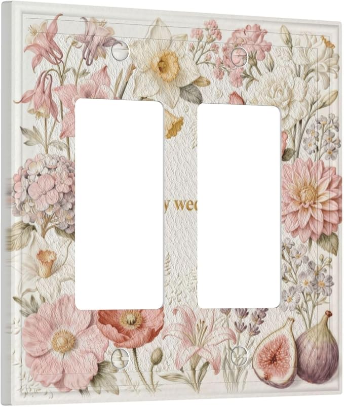 Bvtewkhz Floral Plant Watercolor Flowers 2 Gang Double Rocker Decorative Outlet - Image 2