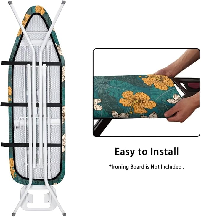 ZCFYGDX Hawaiian Flower Leaf Print Ironing Board Cover Small, Elastic Edges - Image 4