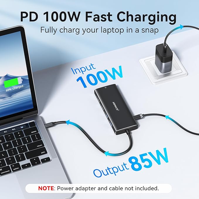 USB C Hub Multiport Adapter, ABIWAZY 10 in 1 USBC to Ethernet Adapter - Image 6