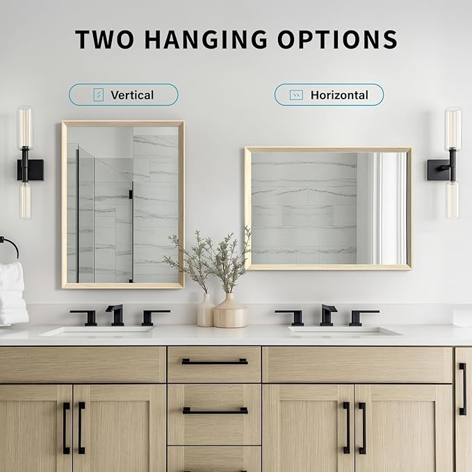 Oak Wood Effect Framed Wall Mirror, 36x36 Rectangle Mirror, Anti-desilvering - Image 7