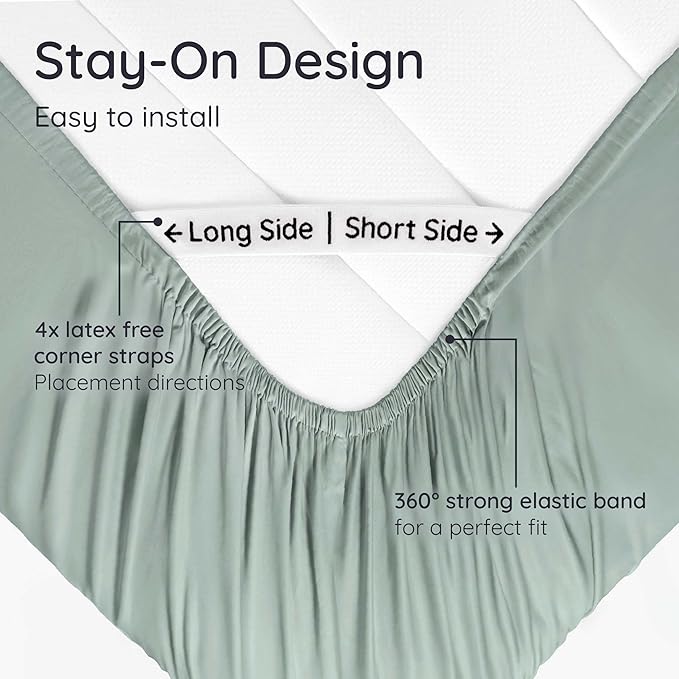 Bambaw Fitted Sheet with Elastic Corner Straps, 100% Viscose Derived from - Image 5