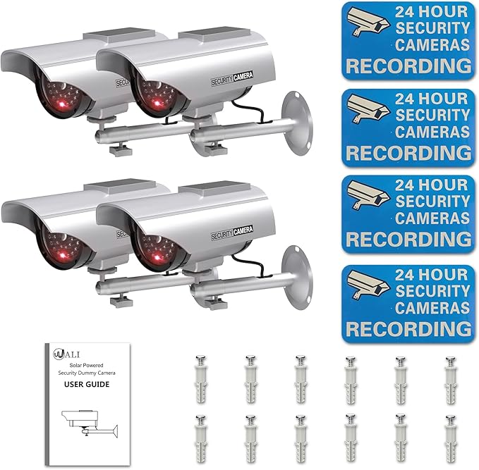 WALI Solar Powered Bullet Dummy Fake Simulated Surveillance Security CCTV Dome - Image 7