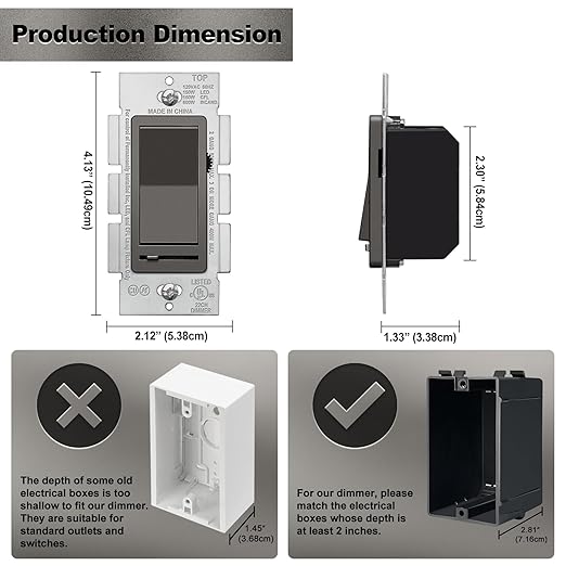BESTTEN 10 Pack Matte Brown Dimmer Light Switch, Single Pole or 3-Way, - Image 8