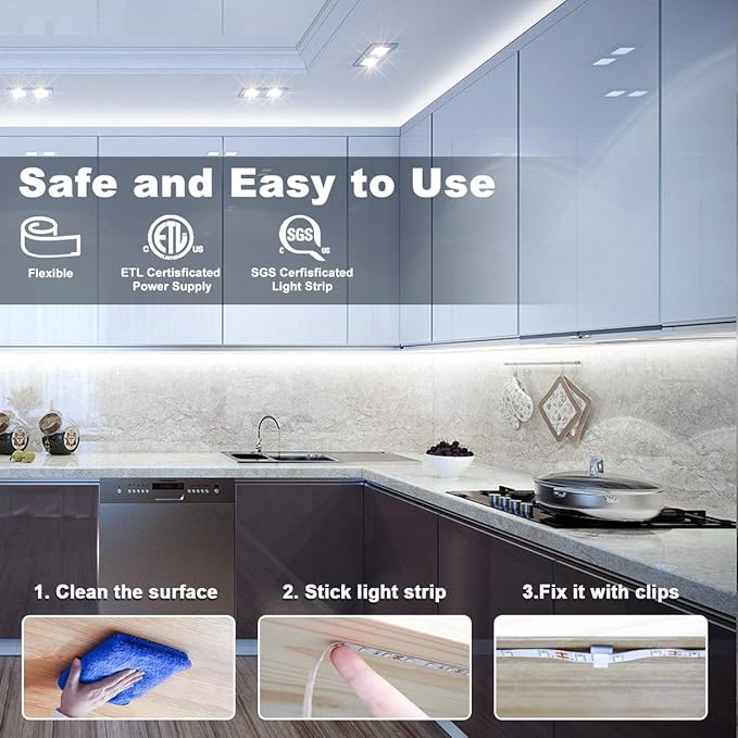 MY BEAUTY LIGHT White LED Strip Lights, 16.4ft Dimmable LED Light Strip - Image 5