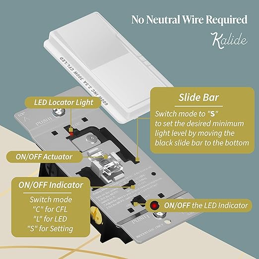 TOPGREENER Dimmer Light Switch, LED Slide Dimmer Switch, - Image 6