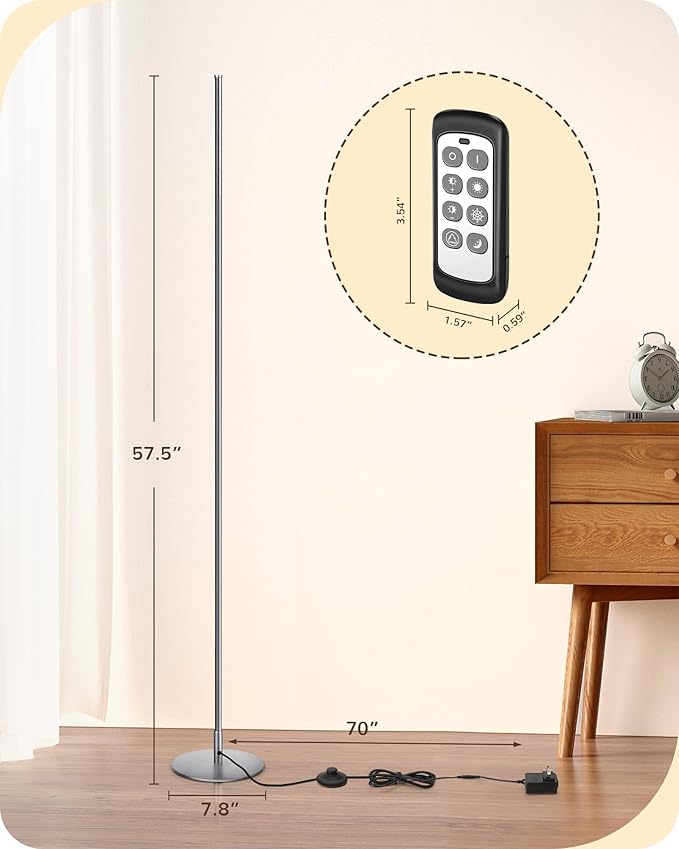 EDISHINE LED Corner Lamp, 57.5" Tall Slim Sleek Floor Lamps - Image 7