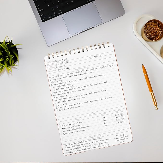 | Meeting Notebook for Work | 8.25" x 11.75" | Project Planner | Simple Design - Image 7