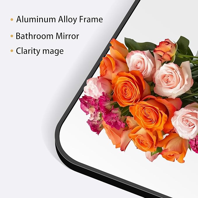 24" x 48"Bathroom Mirror, Matte Black Wall Mirror - Image 8