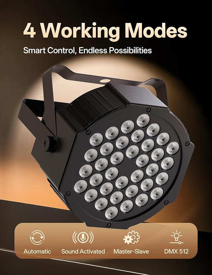 36 LED Stage Lights 7 Modes RGB DJ Par Lights - Image 4