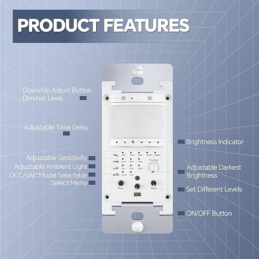 ECOELER Motion Sensor Dimmer Light Switch, in-Wall Electronic Dimmer - Image 3