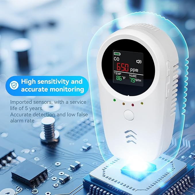 4PCS 5-in-1 Rechargeable Carbon Monoxide & Natural Gas Detectors - Image 3