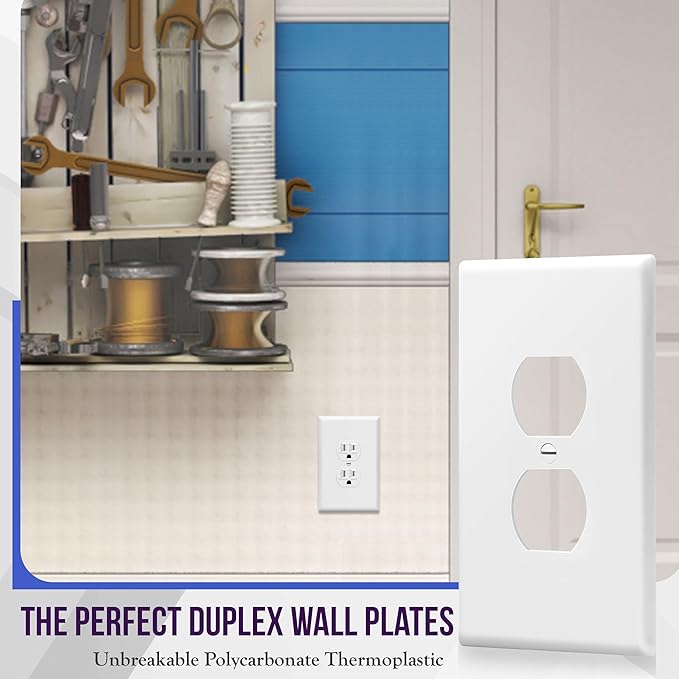 ENERLITES Duplex Receptacle Outlet Wall Plate, Jumbo Outlet Covers, Gloss Finish - Image 3