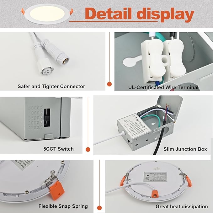 MKUJOO 48 Pack 6 Inch Ultra-Thin LED Recessed Ceiling Light - Image 6