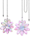 LEFERS Ceiling Fan Pull Chain, 2 Pieces 1.8" Crystal Glass Flower Pendants by L%C3%88FERS