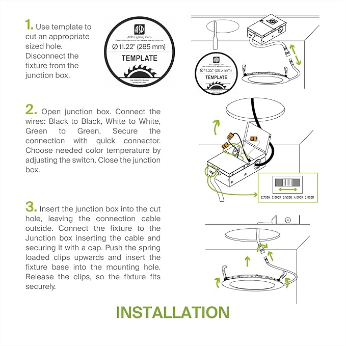 ASD 4 Pack 11/12 Inch LED Recessed Lighting 24W, 5 CCT 2700K-5000K CRI90+ - Image 8